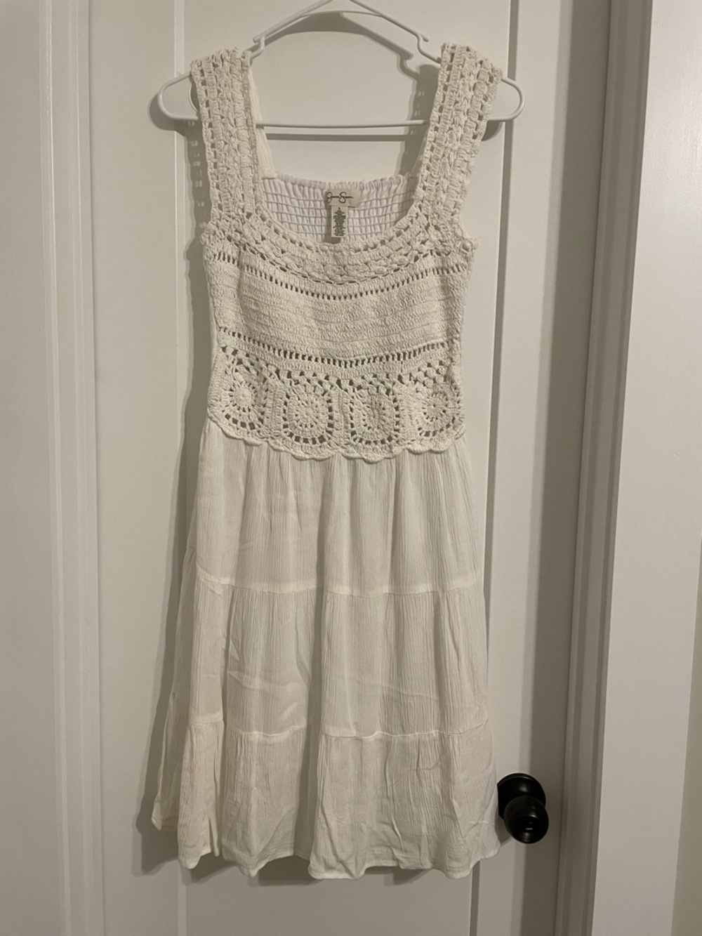 Jessica Simpson Cream/white crochet and linen sundress size small